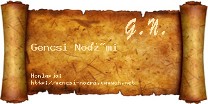Gencsi Noémi névjegykártya